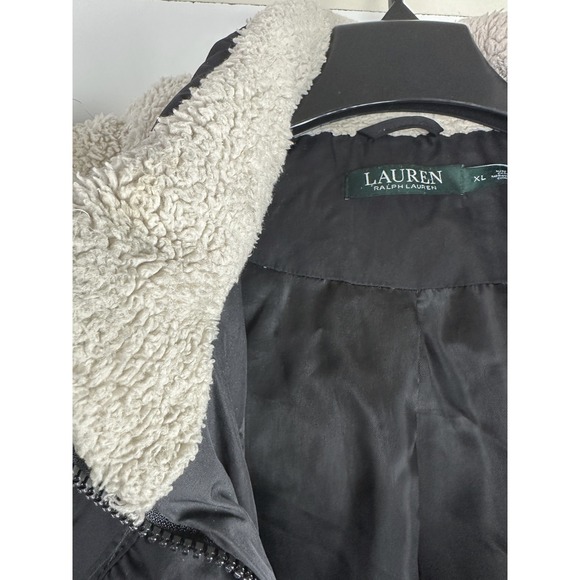 Lauren Ralph Lauren Down Puffer Coat Sherpa Faux Fur Hood Black Women's Size XL - Picture 13 of 16